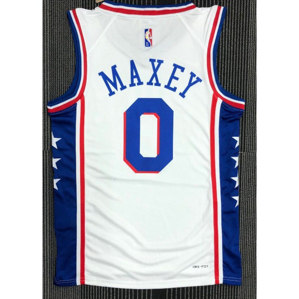 Men's Philadelphia 76ers Tyrese Maxey #0 White 2021/22 Swingman NBA Jersey - Icon Edition-Pro Kit Vault | Brand New 26/27 Sports Jerseys